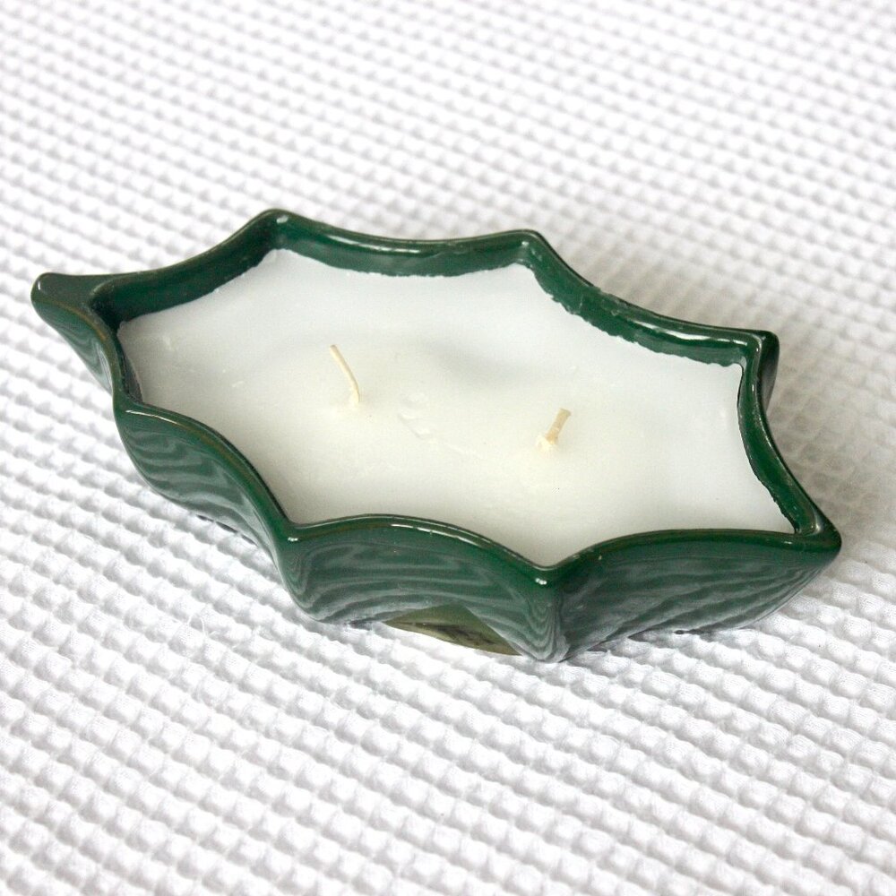 Dansk Vintage 90's Dark Green Terra Cotta Holly Candle